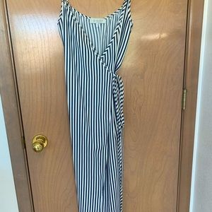 Wayf wrap dress, Size XS, blue and white stripes